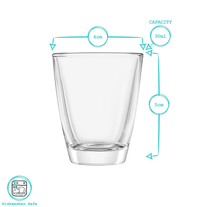 30ml Wide Shot Glasses - Pack of 12