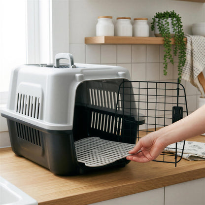 Hard-Sided Cat Carrier - Large - Grey/Black
