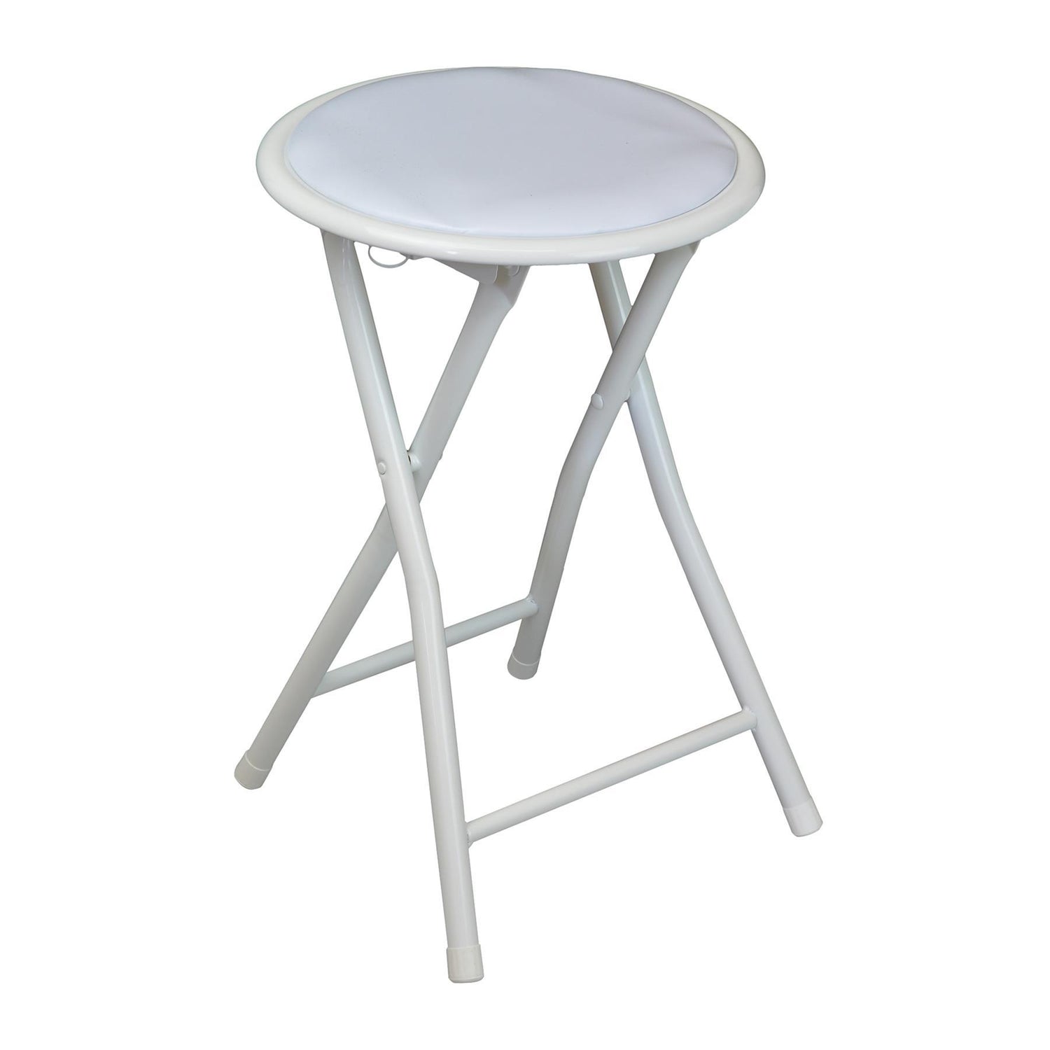White Padded Folding Stool