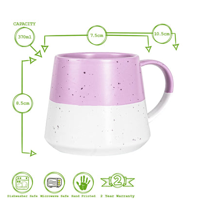 370ml Colour Block Flecked Stoneware Belly Mug - Lavender