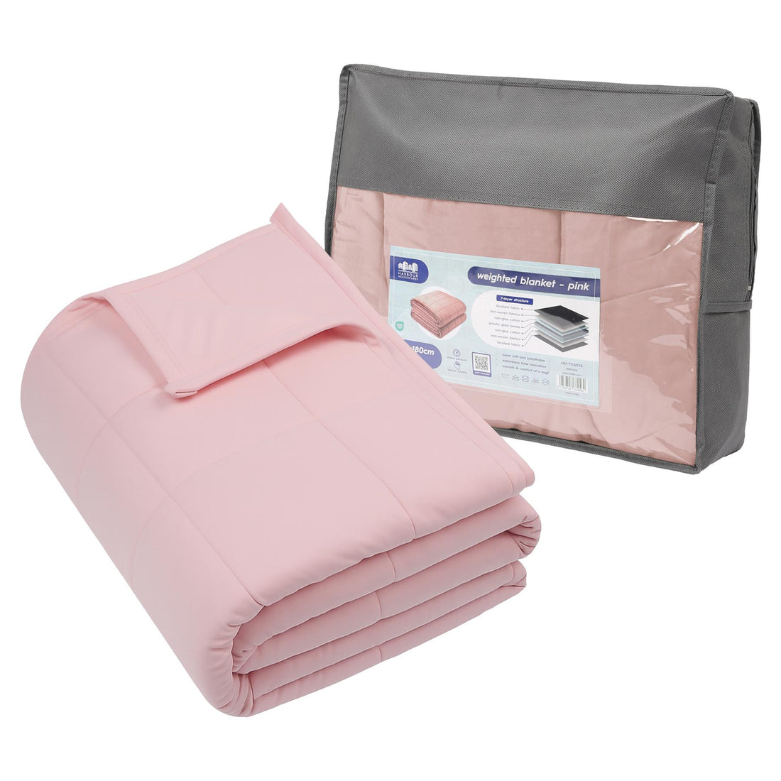 Weighted Blanket with Storage Bag - 125 x 180cm - 6kg - Pink