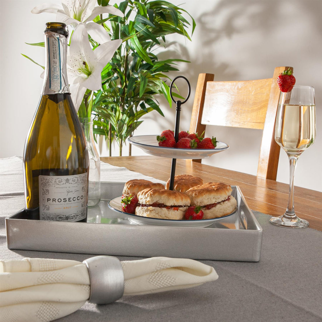 33cm Silver Square Lacquer Tray