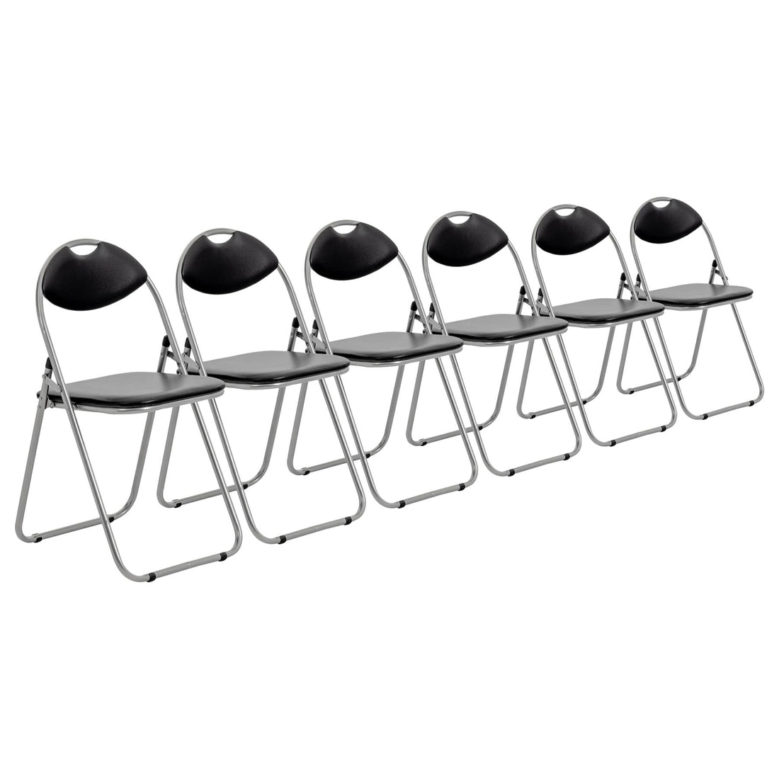 Black Curved Padded Folding Chair - Pack of Six