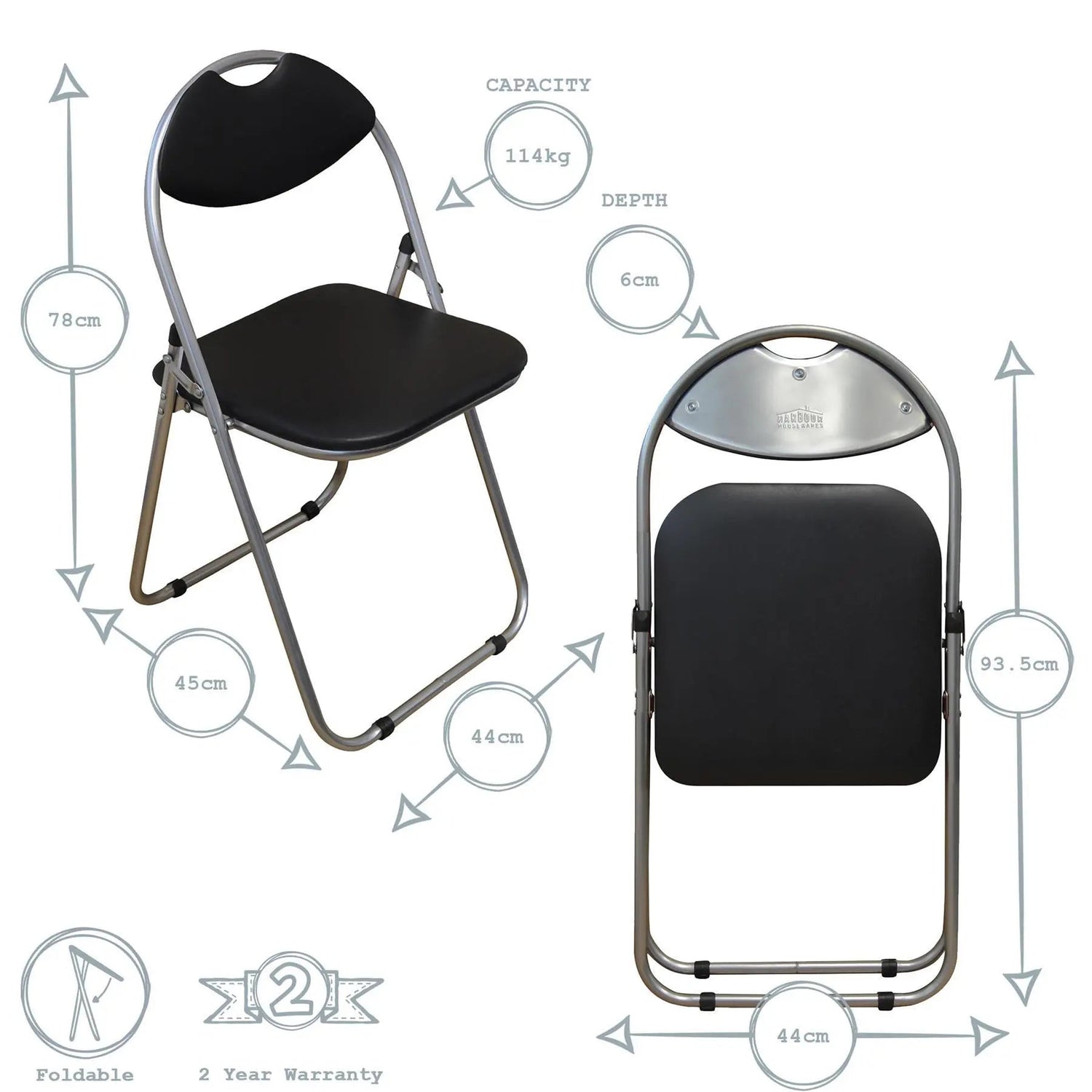 Black Curved Padded Folding Chair