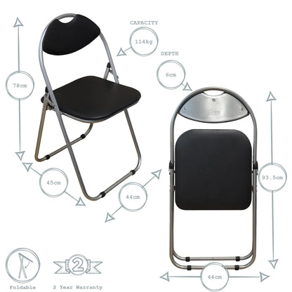 Black Curved Padded Folding Chair