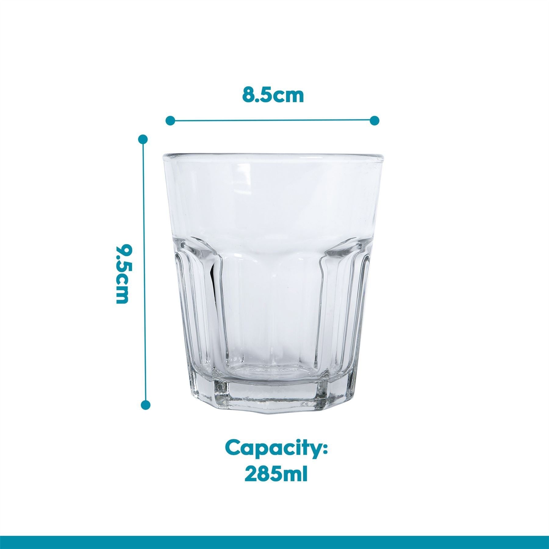 285ml Panelled Glass Tumblers - Pack of Six