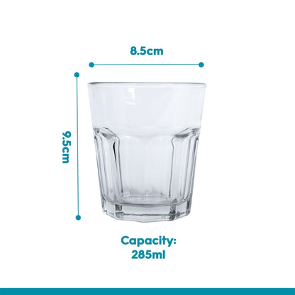 285ml Panelled Glass Tumblers - Pack of Six