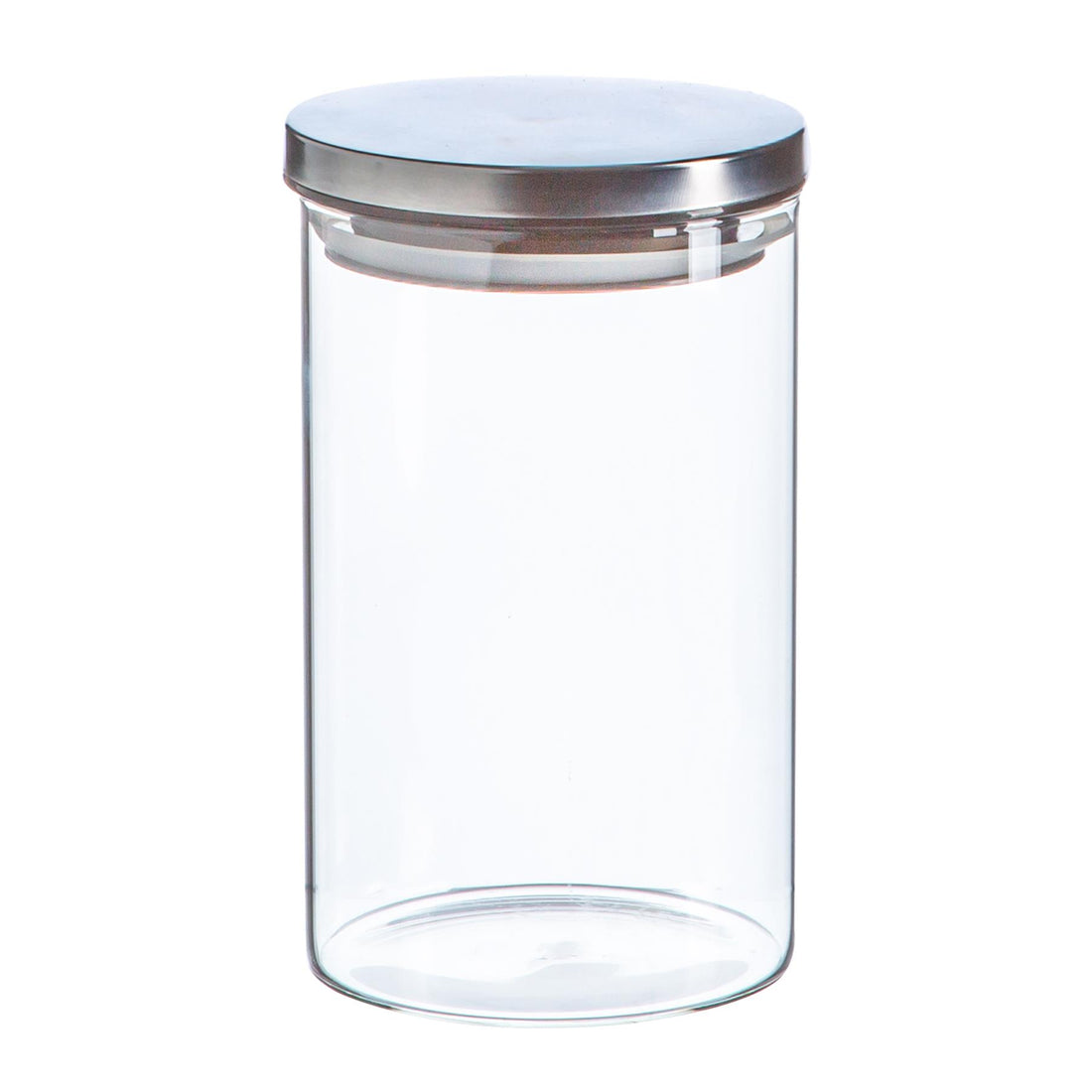 1L Scandi Glass Storage Jar with Silver Metal Lid