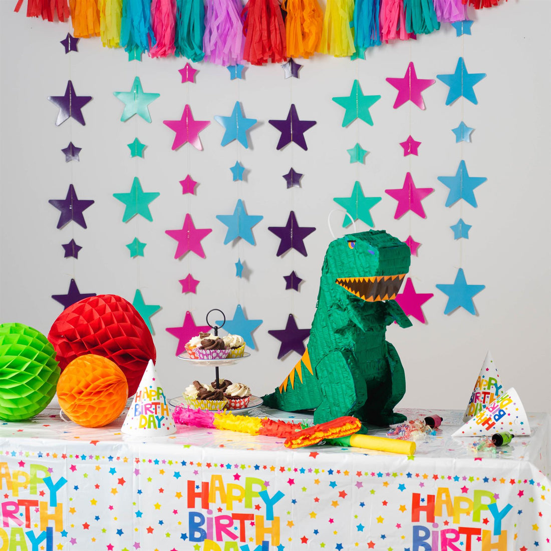 Jumbo Dinosaur Pinata Party Set with Pink Stick