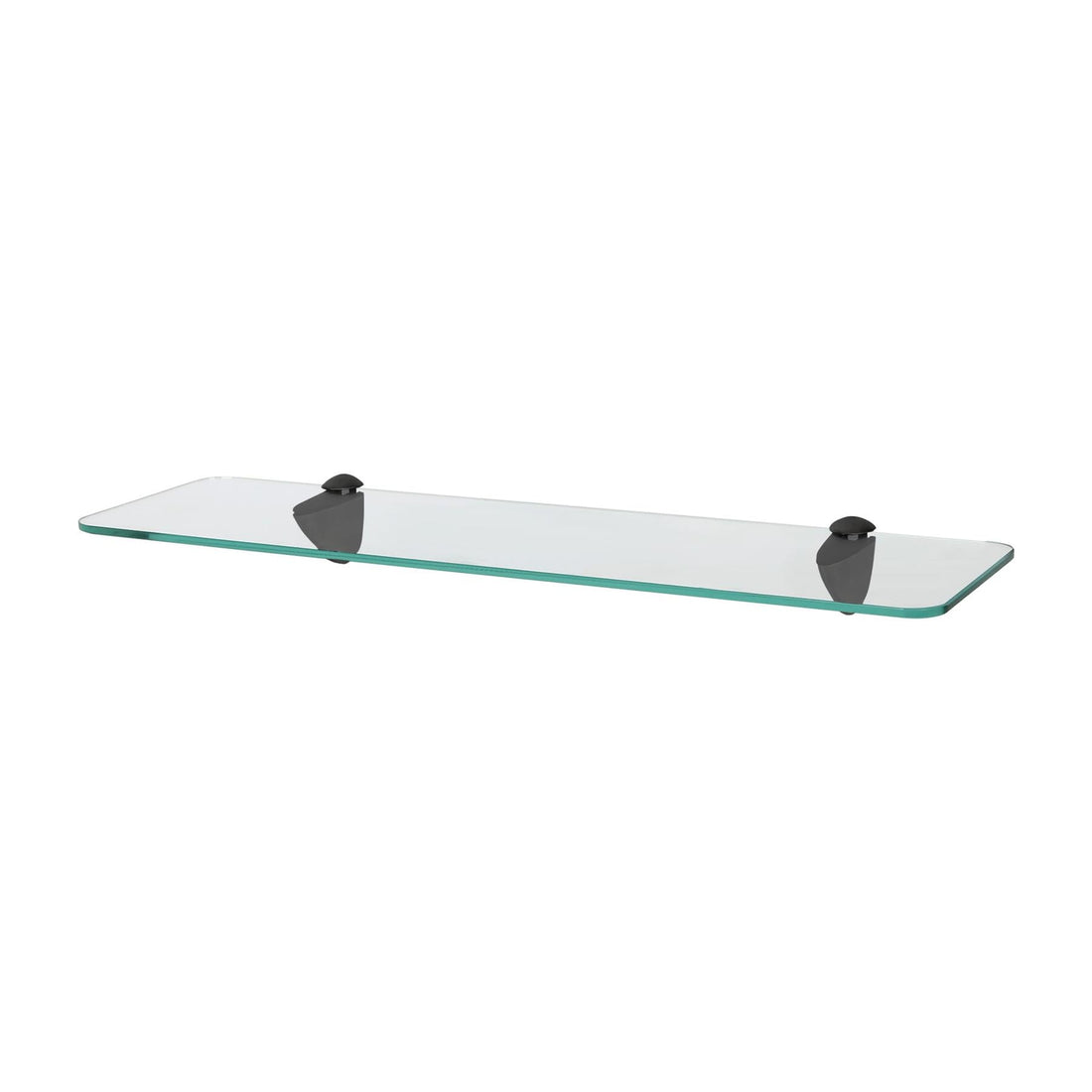 50cm Rounded Floating Glass Shelf with Black Fixings
