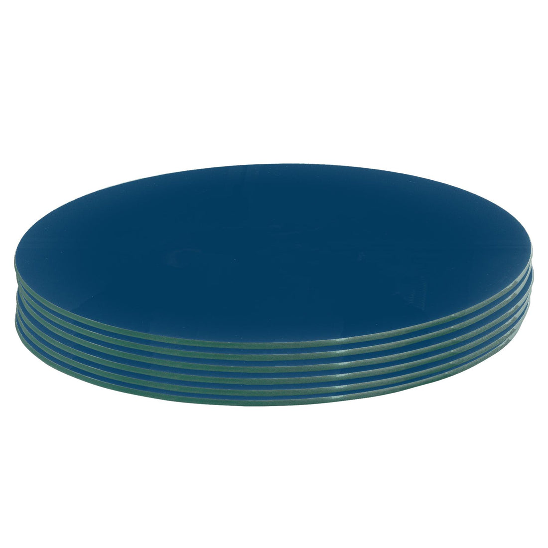 Blue 30cm Round Glass Placemats - Pack of 6