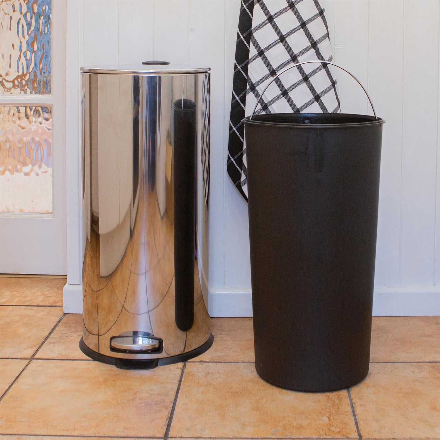 30L Chrome Round Stainless Steel Kitchen Pedal Bin