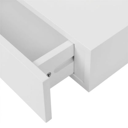 Wooden Floating Shelf with Drawer - 40cm - White