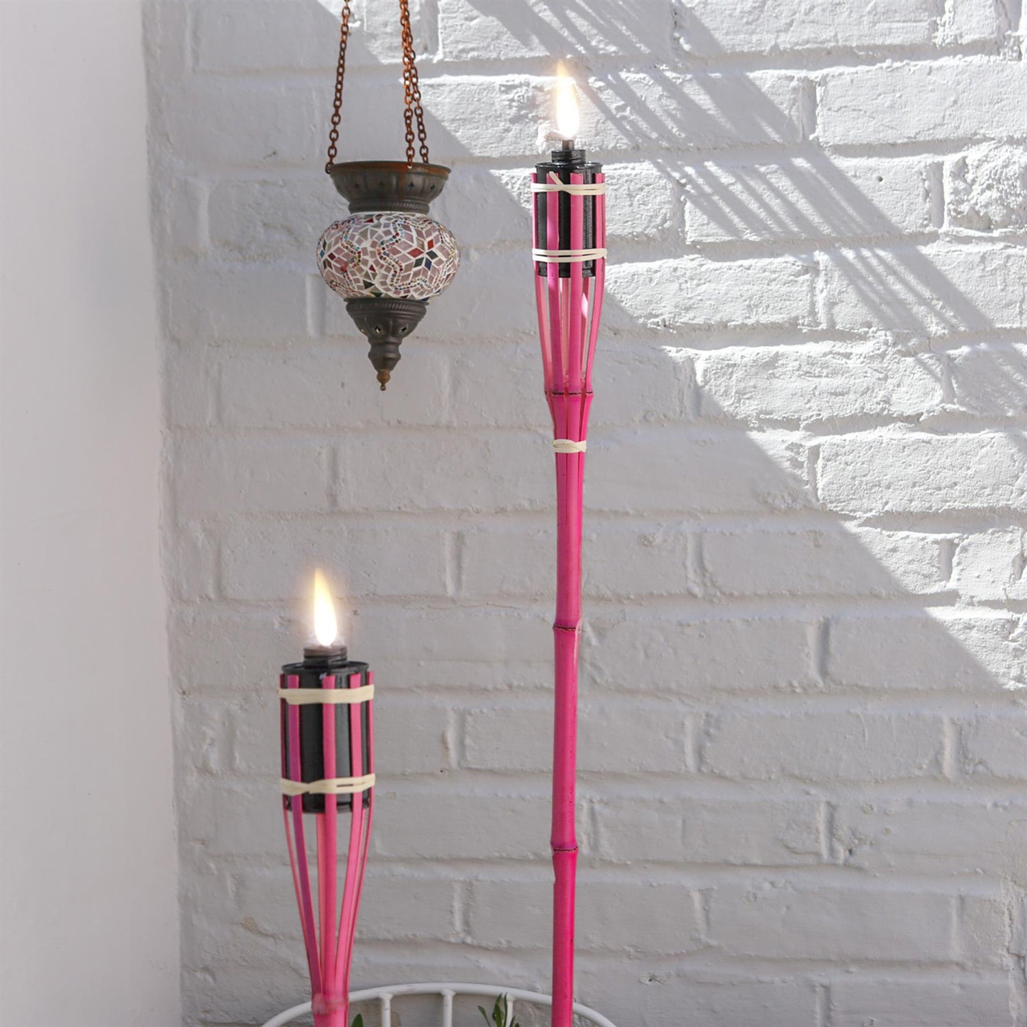 Pink Bamboo 60cm Garden Fire Torches - Pack of Six