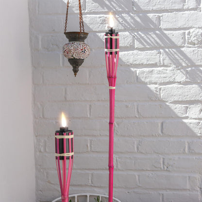 Pink Bamboo 60cm Garden Fire Torches - Pack of Six