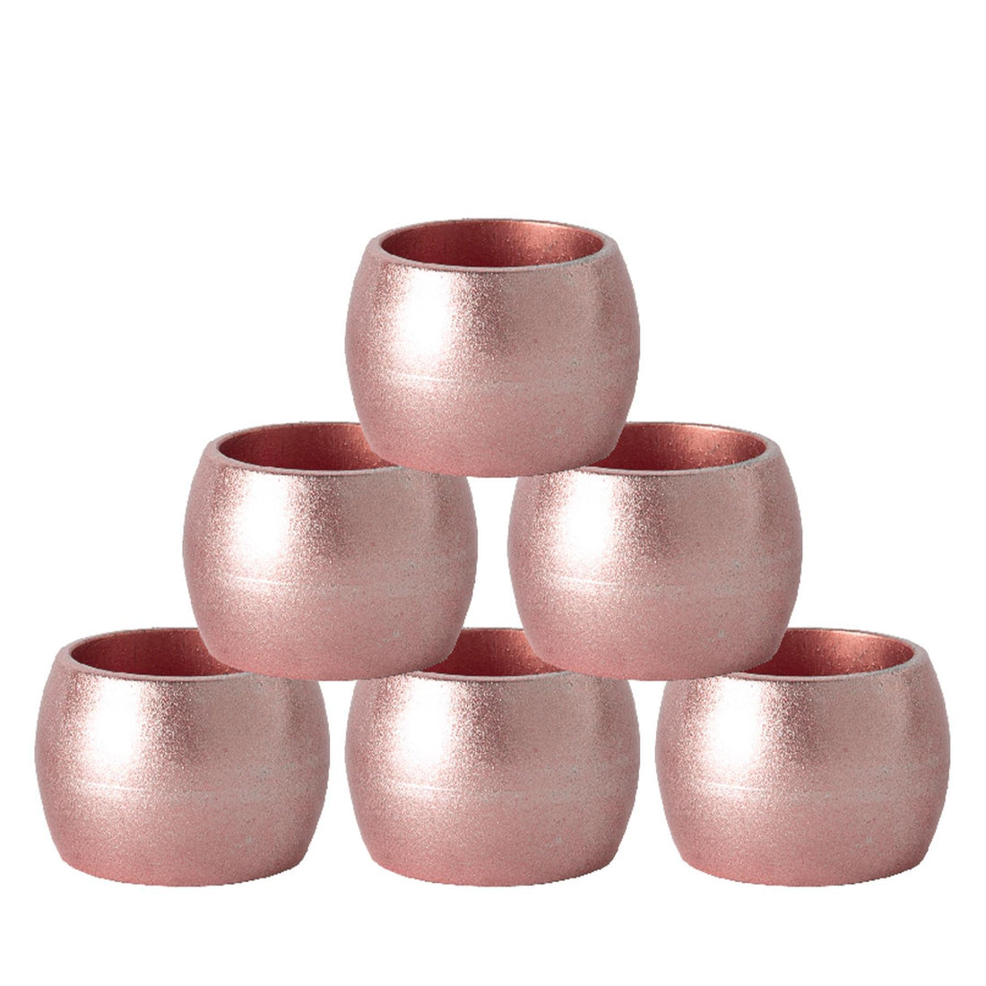 Metallic Rose Gold Melamine Napkin Rings - Pack of Six