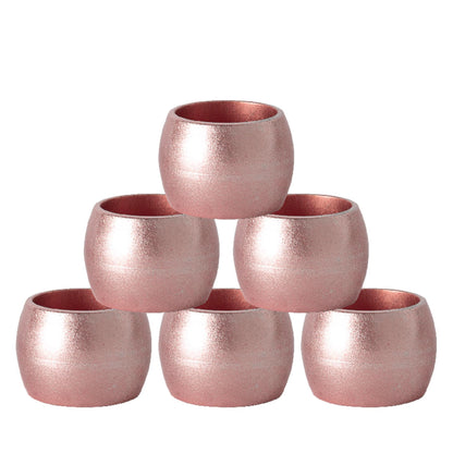 Metallic Rose Gold Melamine Napkin Rings - Pack of Six