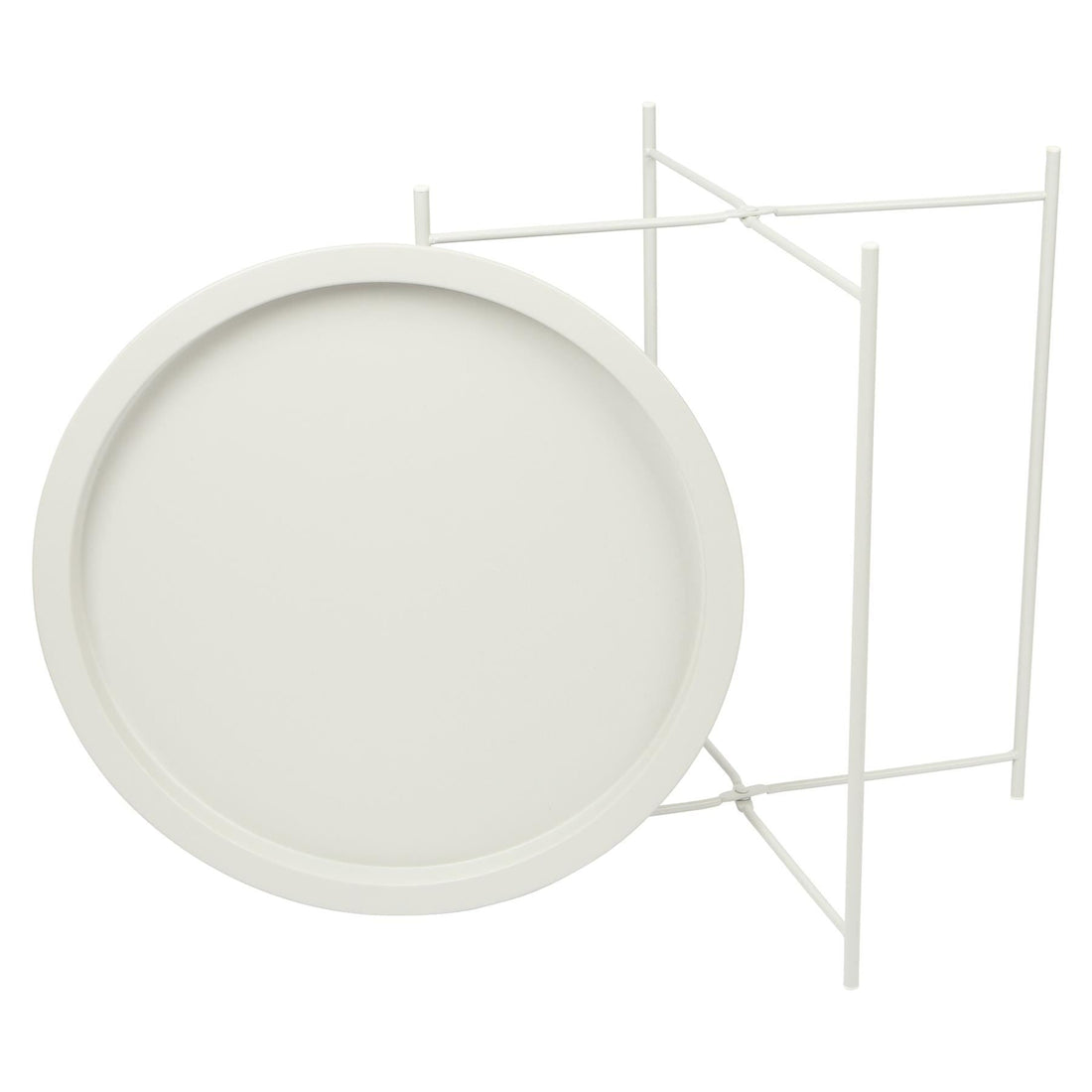 White Round Steel Tray Table