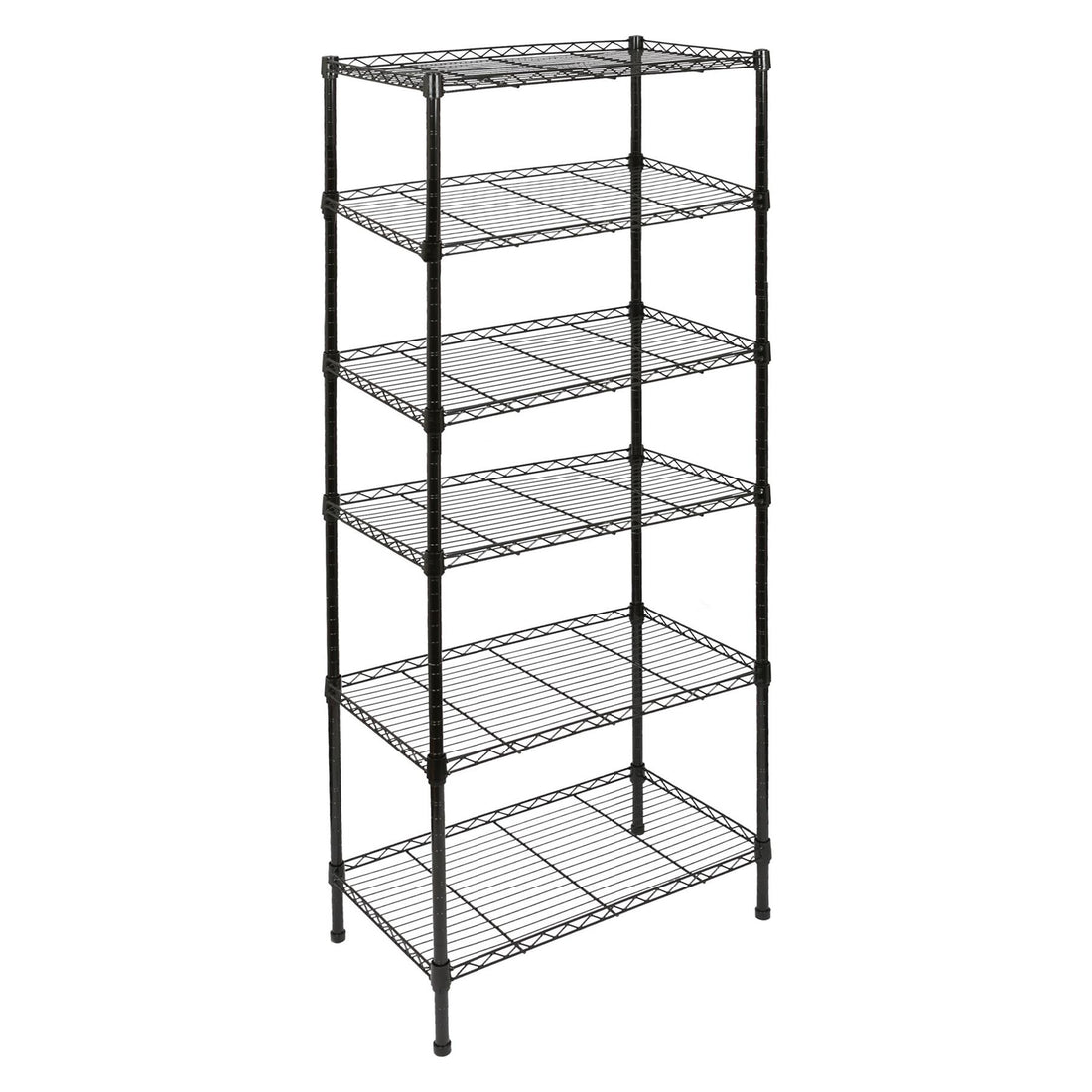 6 Shelf Black Adjustable Wire Shelving Unit