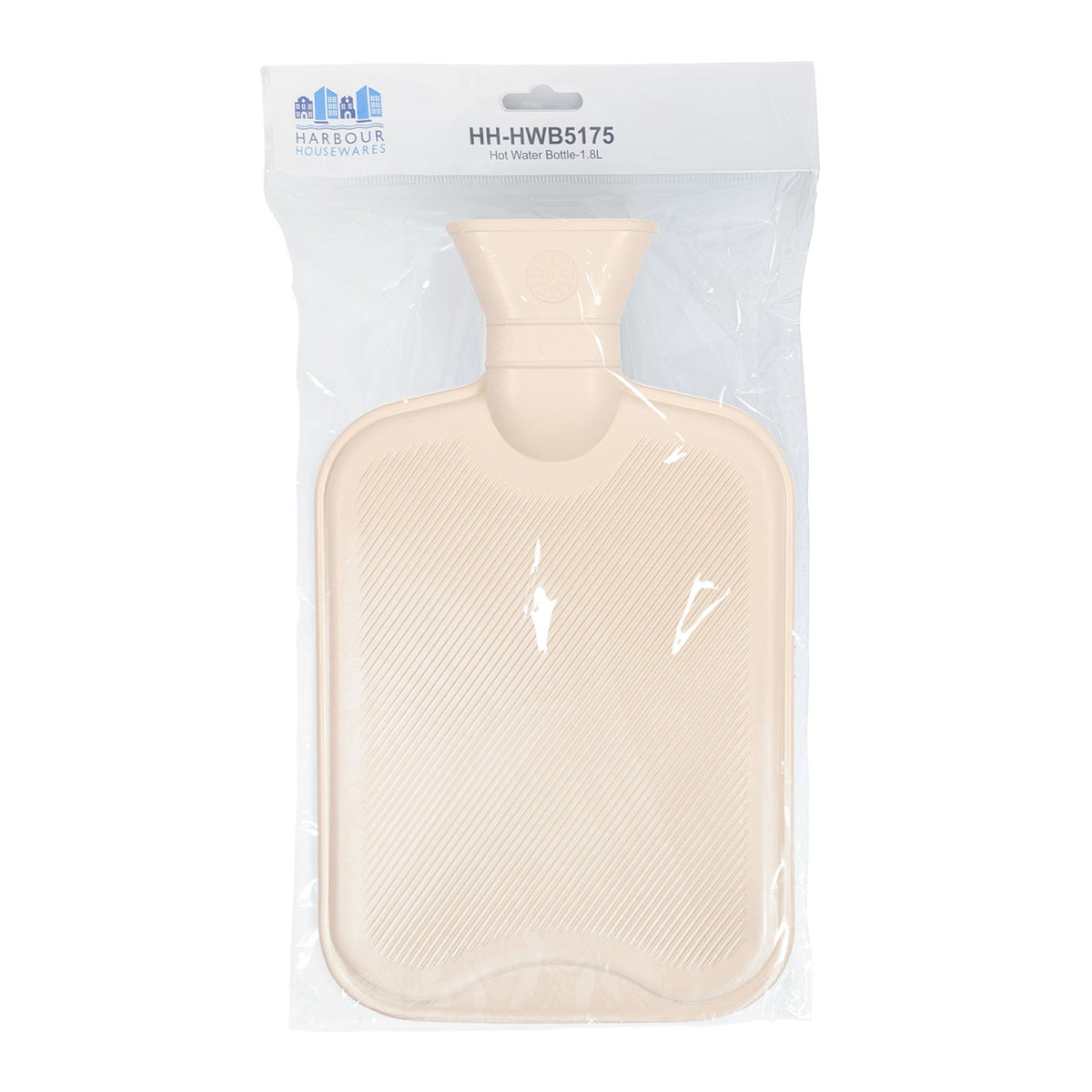 Hot Water Bottle with Knitted Cover - 1.8L - Cream/Dark Grey