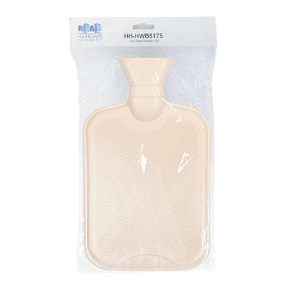 Hot Water Bottle with Knitted Cover - 1.8L - Cream/Dark Grey