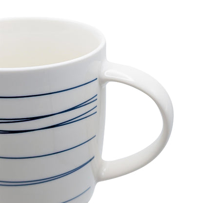 350ml Blue &amp; White Stripe Simply Home Stoneware Mugs - Pack of Six