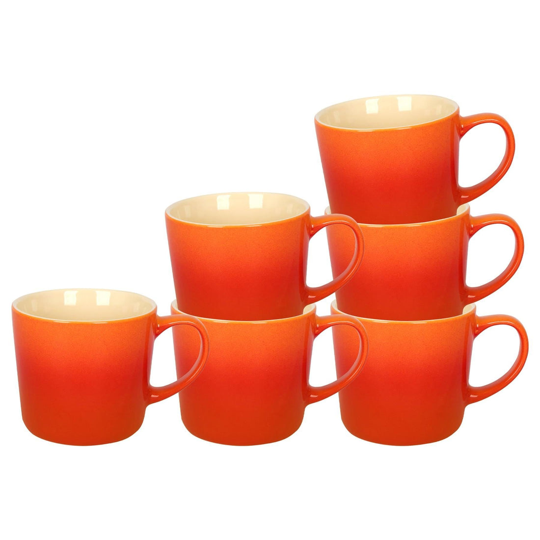 330ml Orange New Bone China Ombre Mugs - Pack of Six