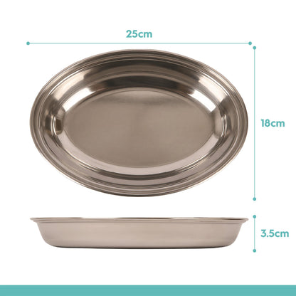 Deep Oval Stainless Steel Serving Dish - 25 x 18cm