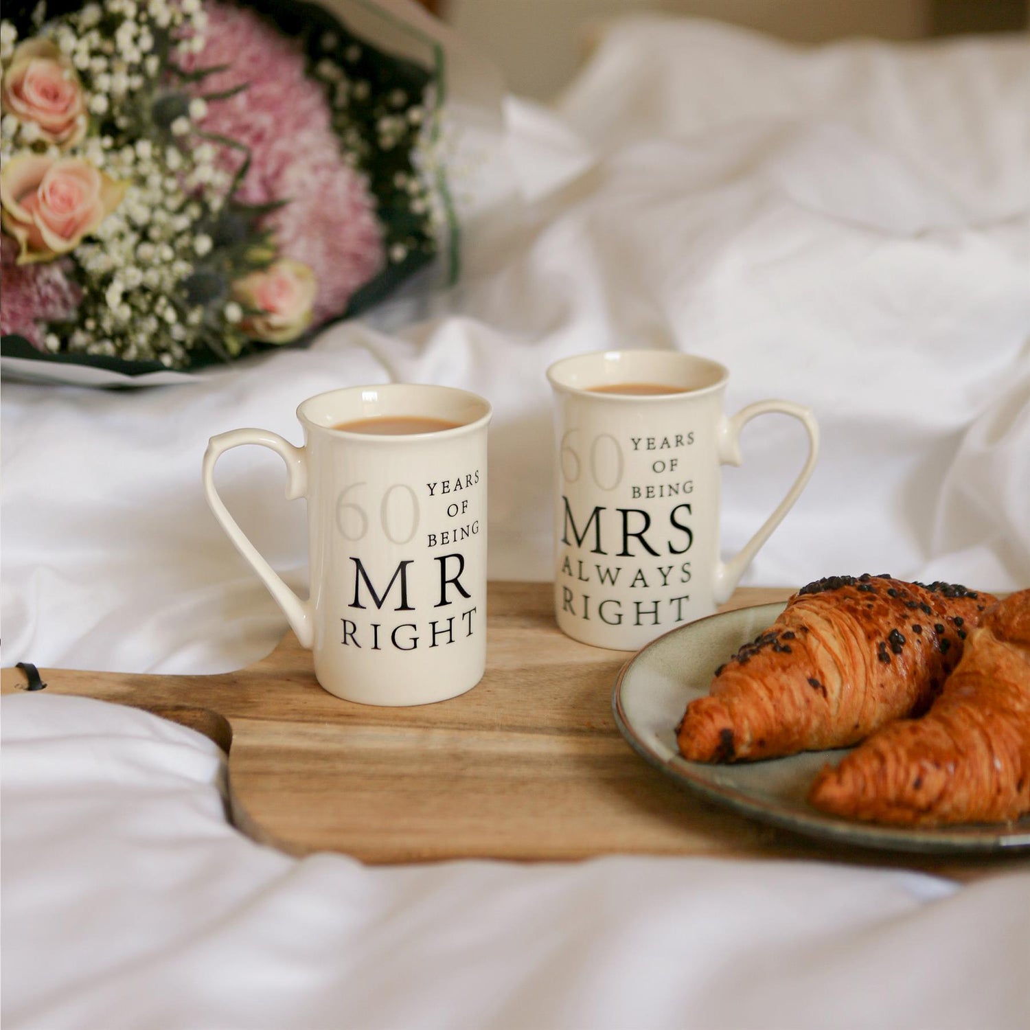 60th Anniversary New Bone China Mug Set - 300ml