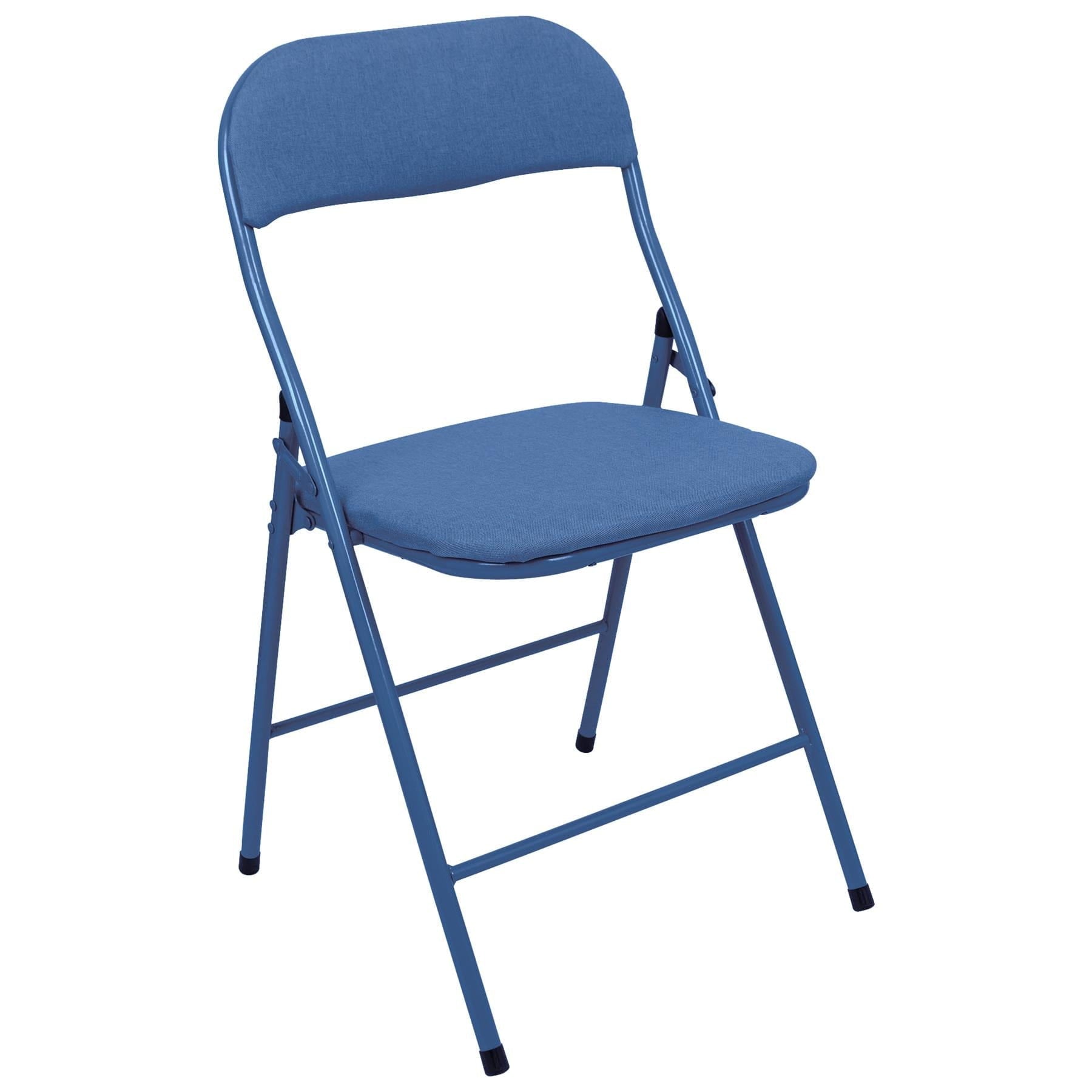 Blue Fabric Padded Folding Chair