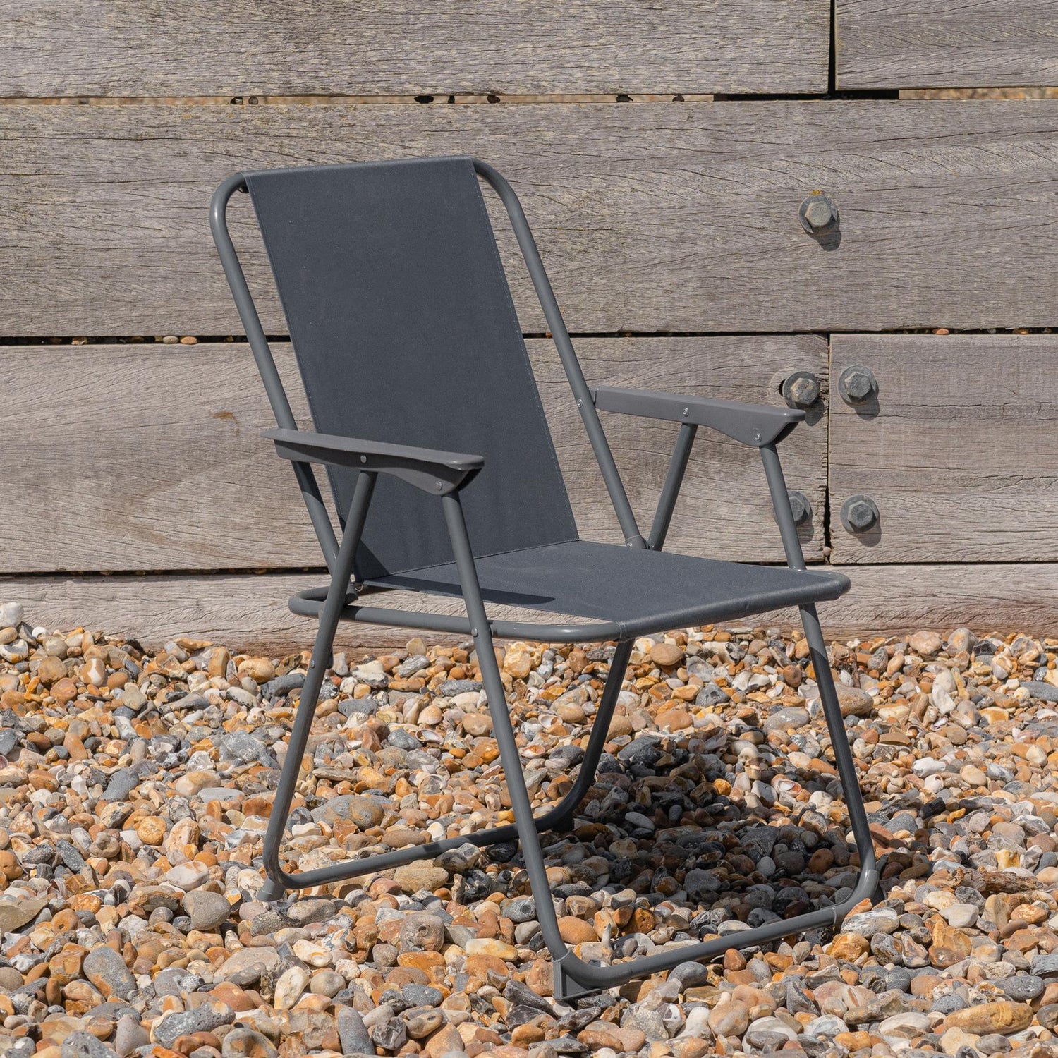 Grey Folding Metal Beach Chair