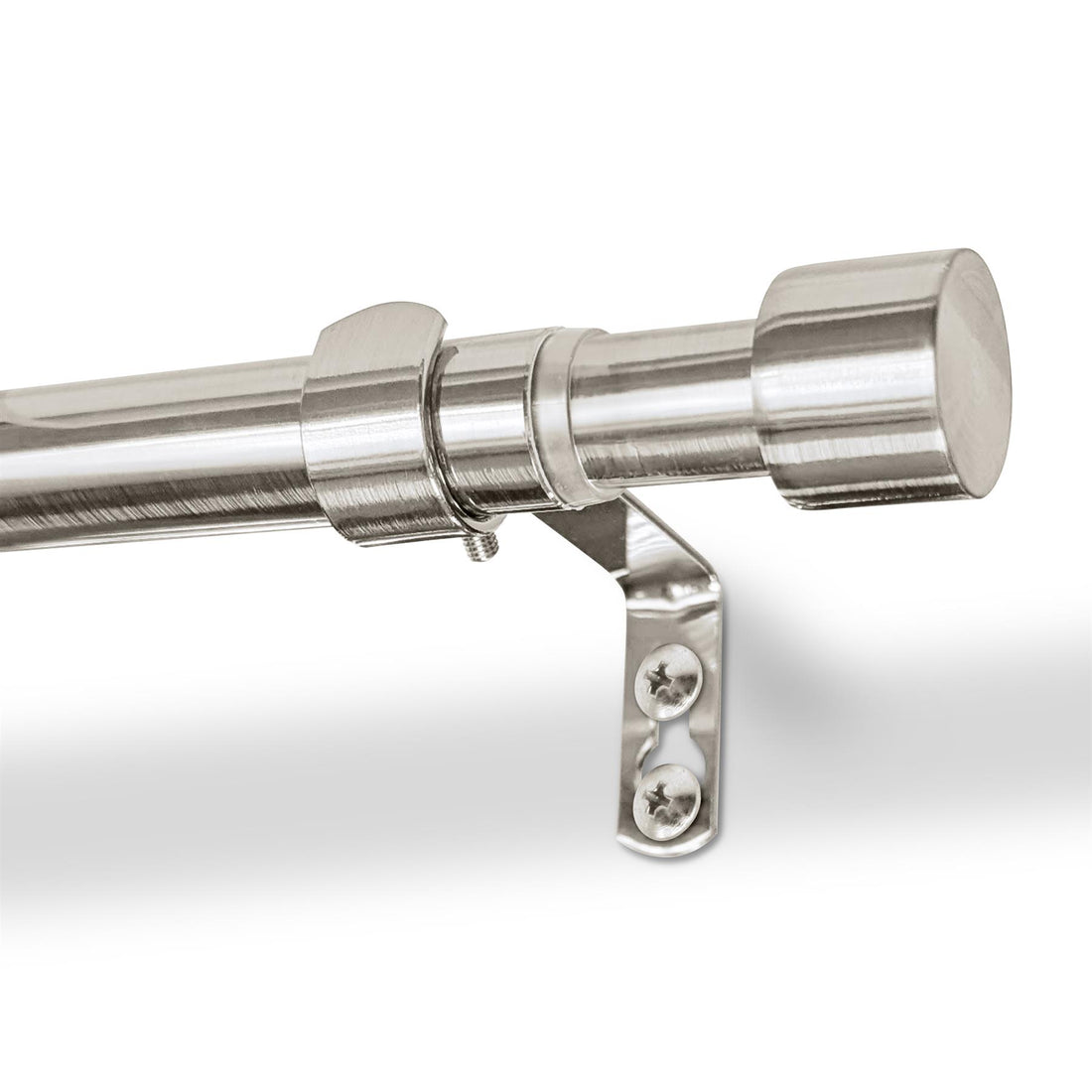 Extendable Brushed Nickel Metal Curtain Pole Kit from 77cm to 150cm