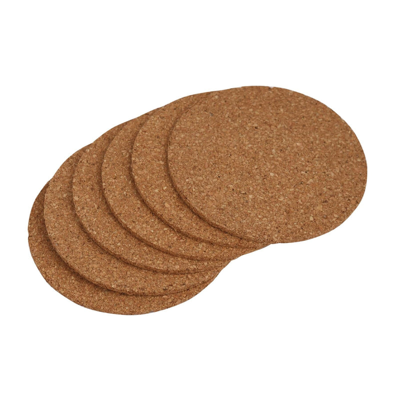 Round Cork Coasters - Pack of 6 - By Excellent Houseware