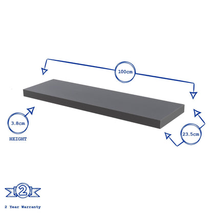 100cm Grey Modern Floating Shelves - Pack of Three