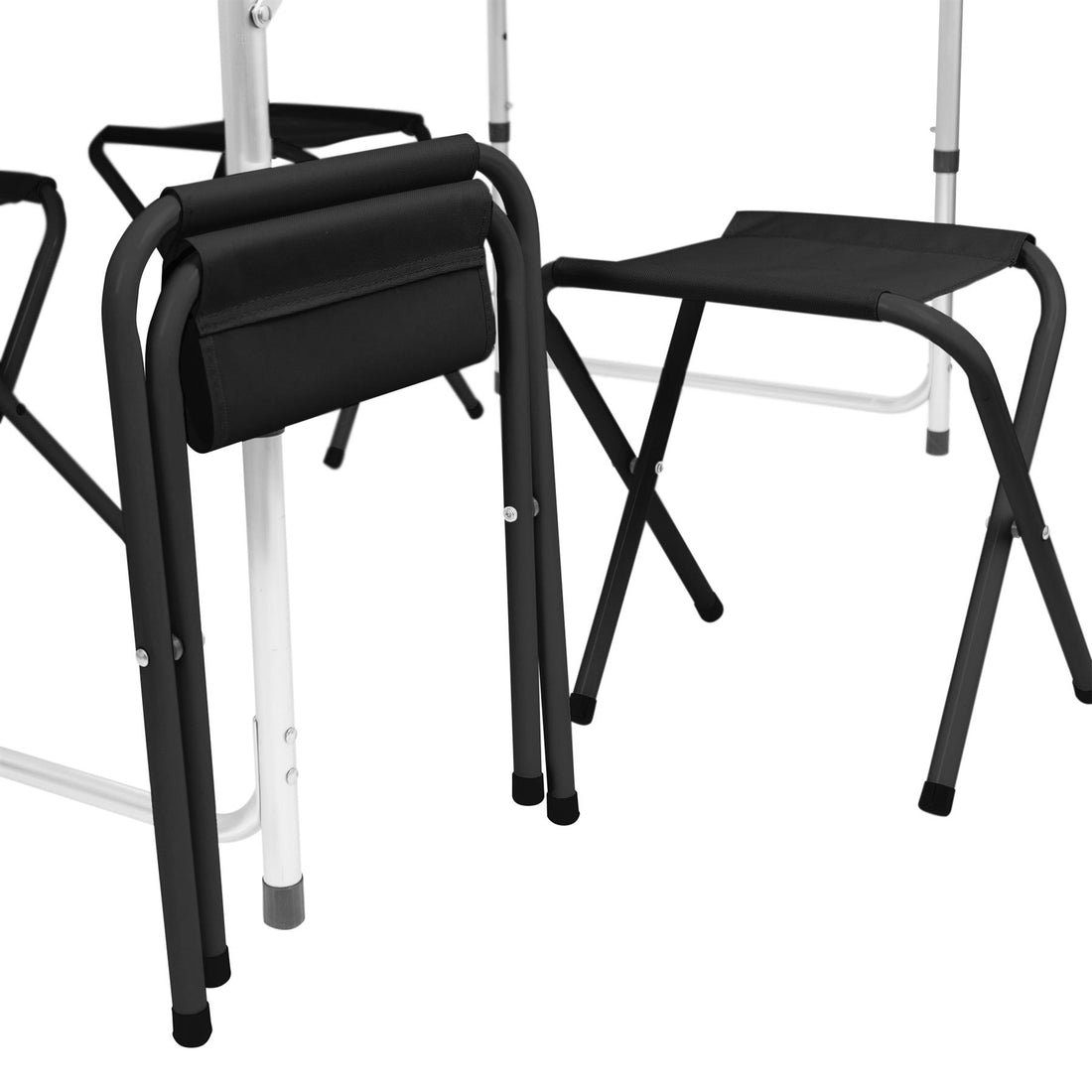 5 Piece Height Adjustable Black Folding Picnic Table &amp; Chairs Set