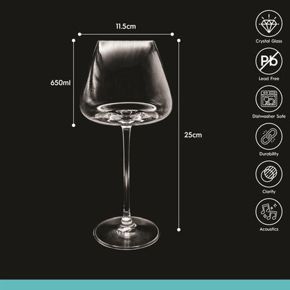 650ml Dulwich Crystal Red Wine Glasses - Pack of 6