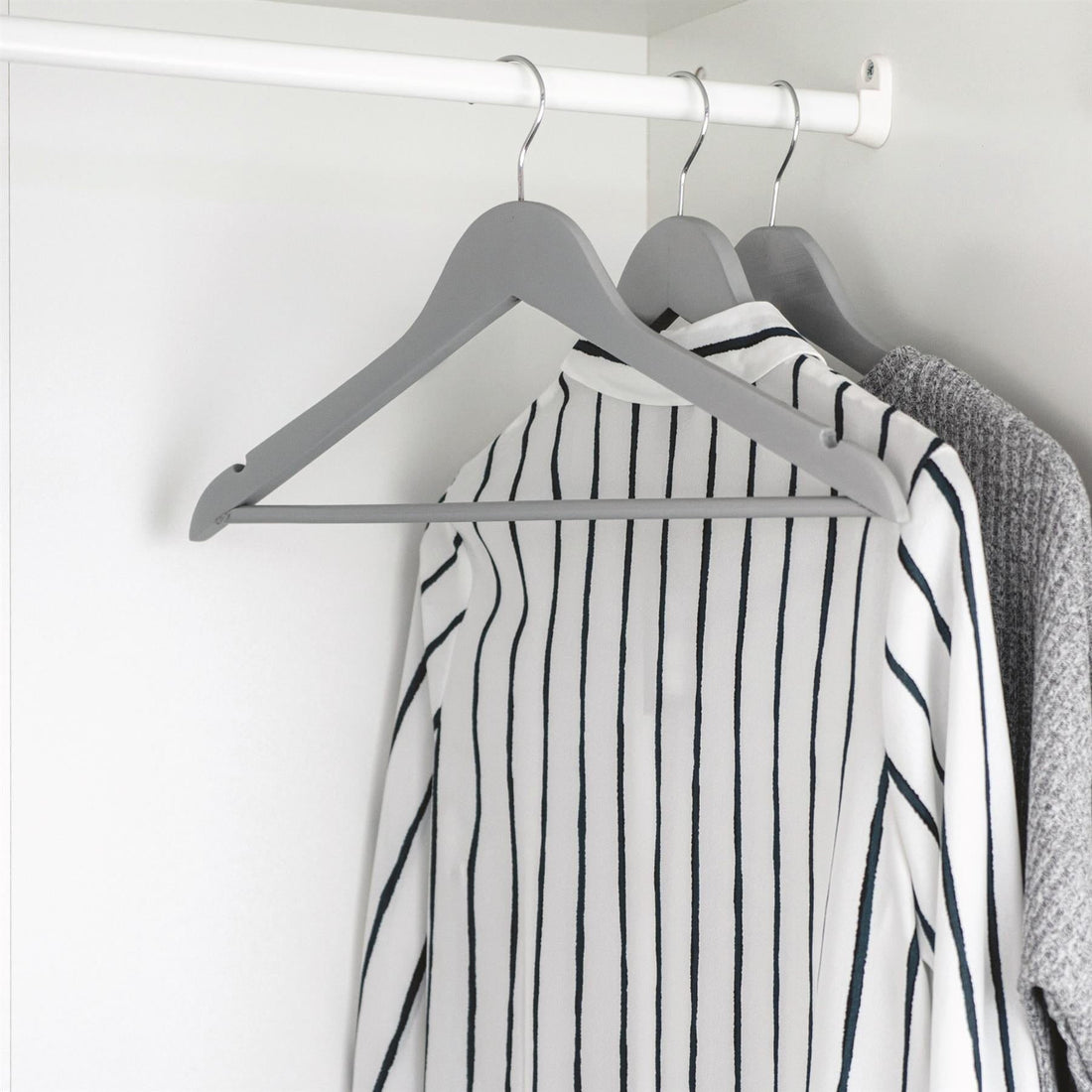 Grey Wooden Coat Hangers - Pack of 10