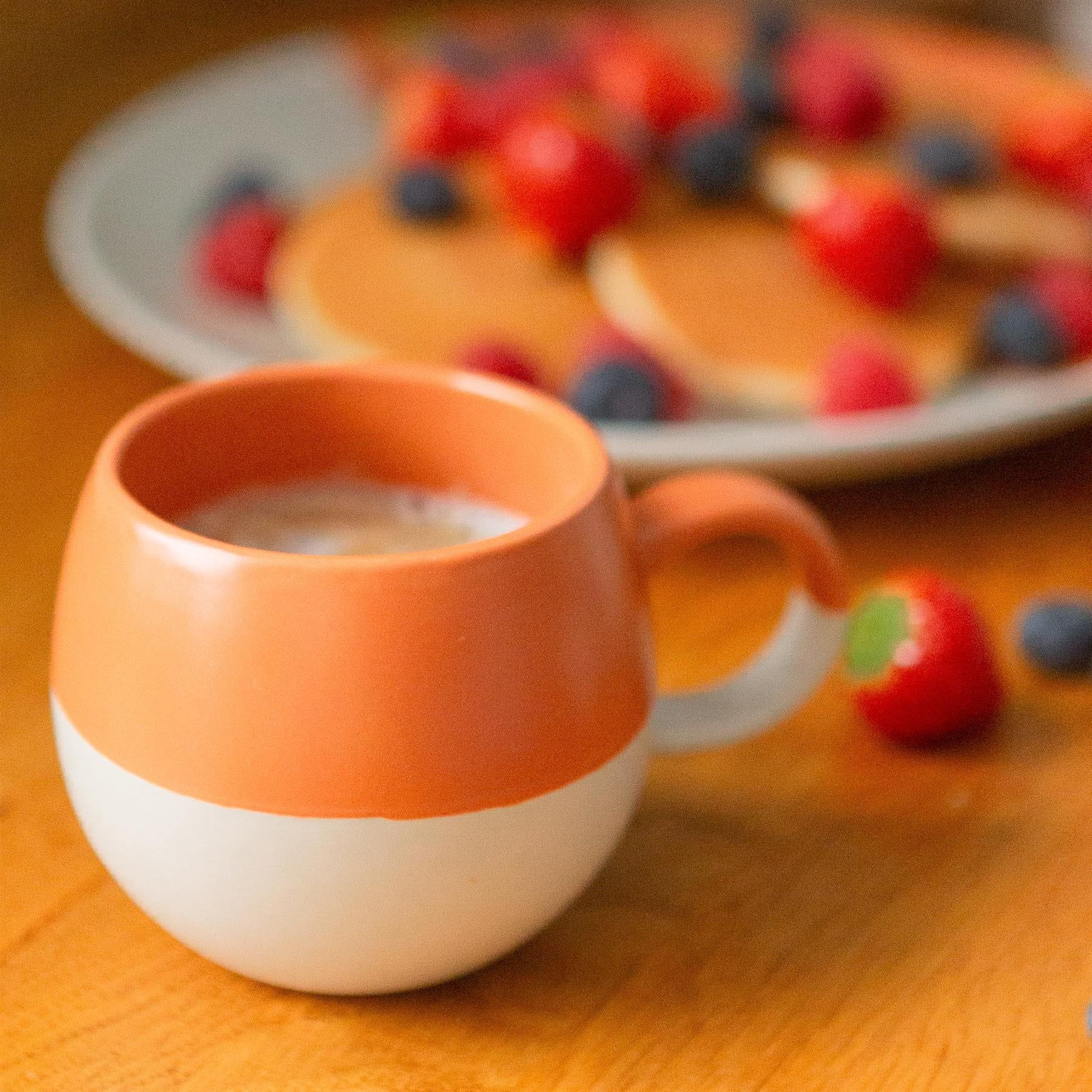 340ml Burnt Orange Colour Block Stoneware Sphere Mugs - Pack of Four