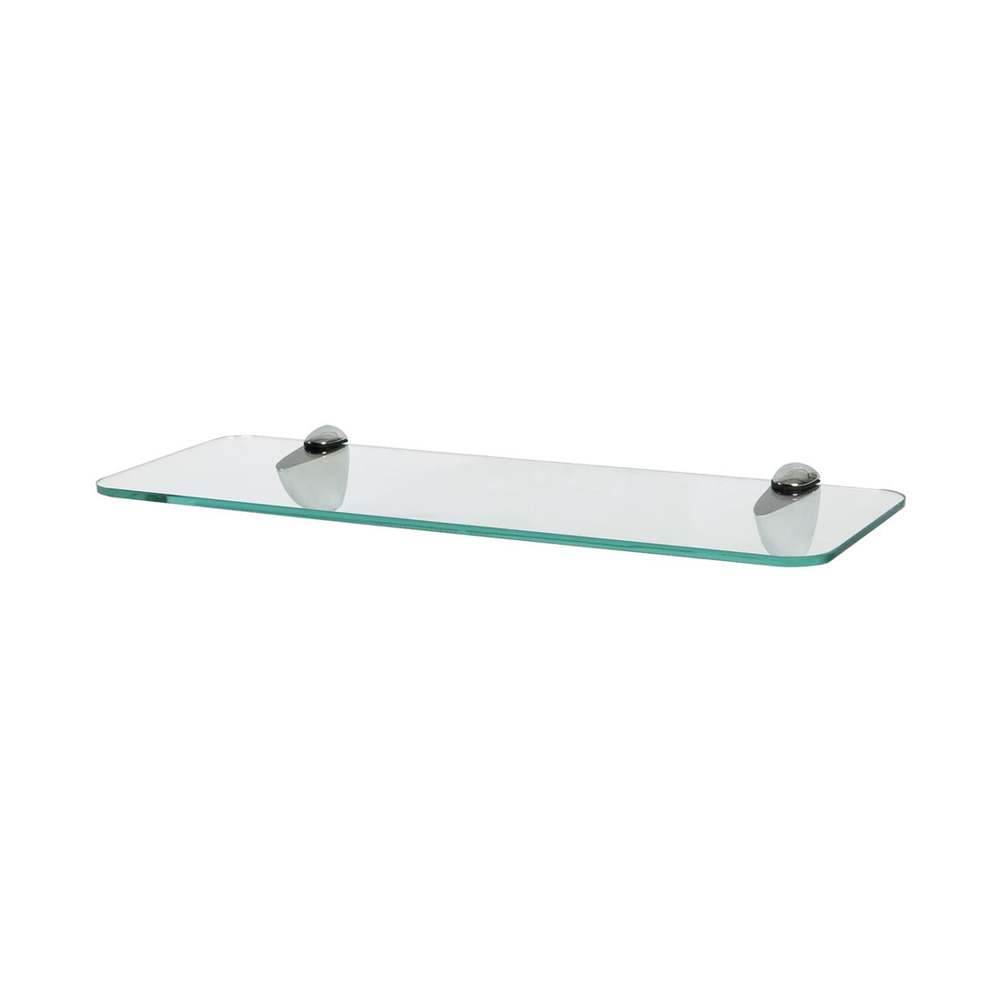 40cm Rounded Floating Glass Shelf with Chrome Fixings