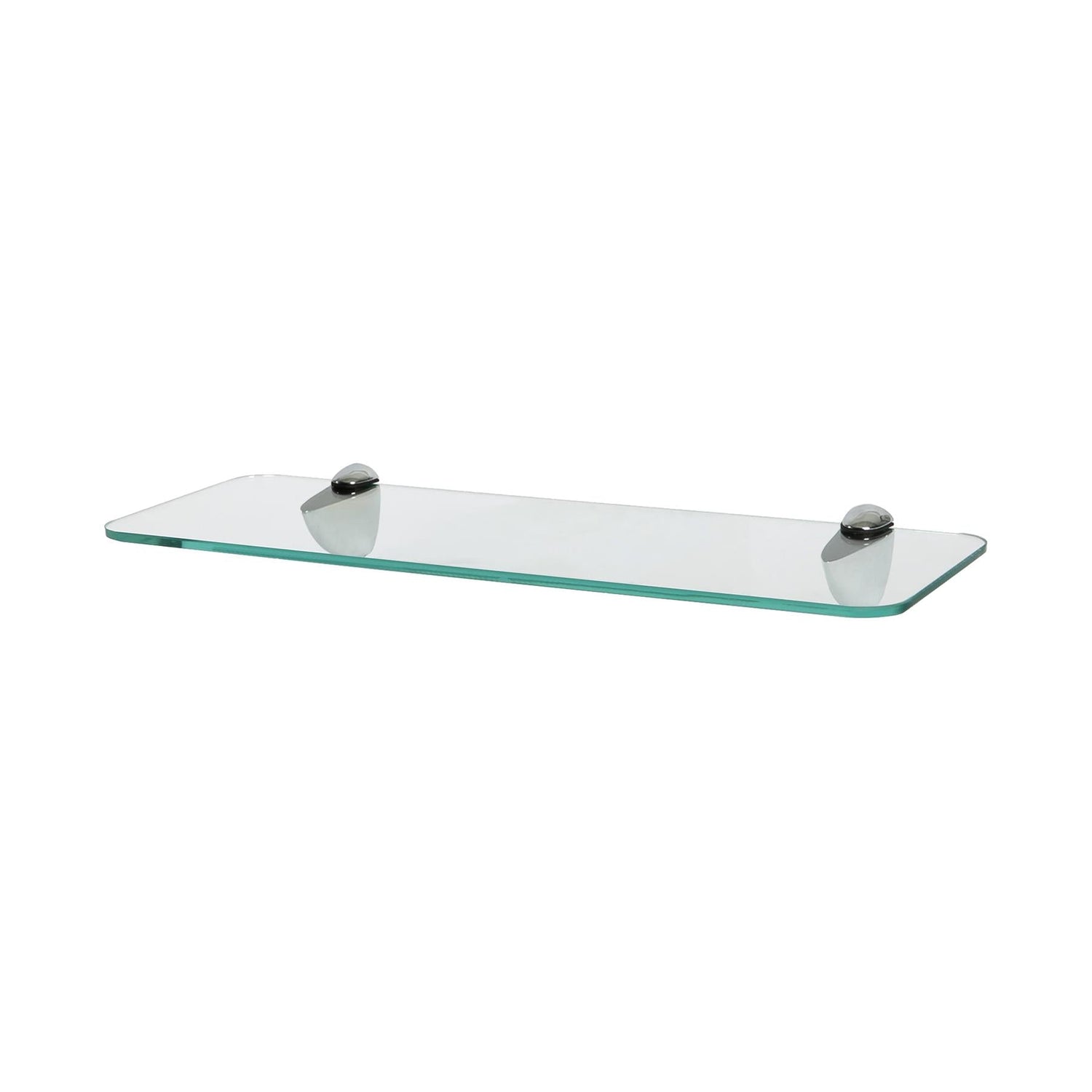 40cm Rounded Floating Glass Shelf with Chrome Fixings
