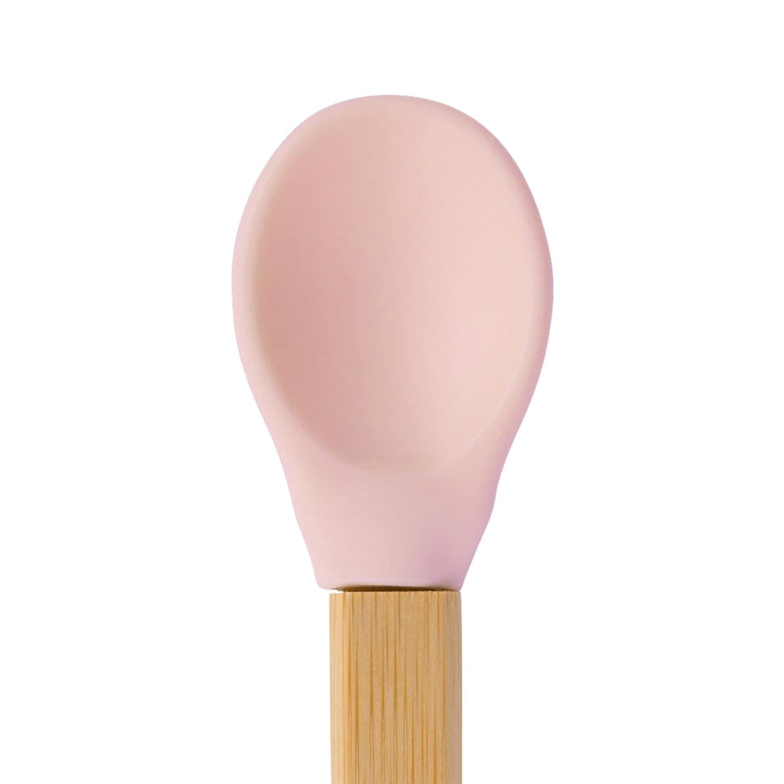 2-Piece Bamboo Baby Weaning Fork &amp; Spoon Set with Pastel Pink Silicone Tips