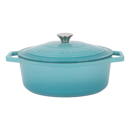 4.68L Teal Ombre Oval Cast Iron Casserole Dish
