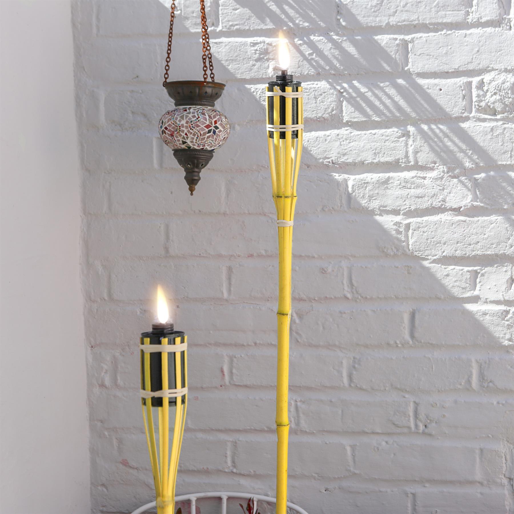 Yellow Bamboo 60cm Garden Fire Torches - Pack of Six