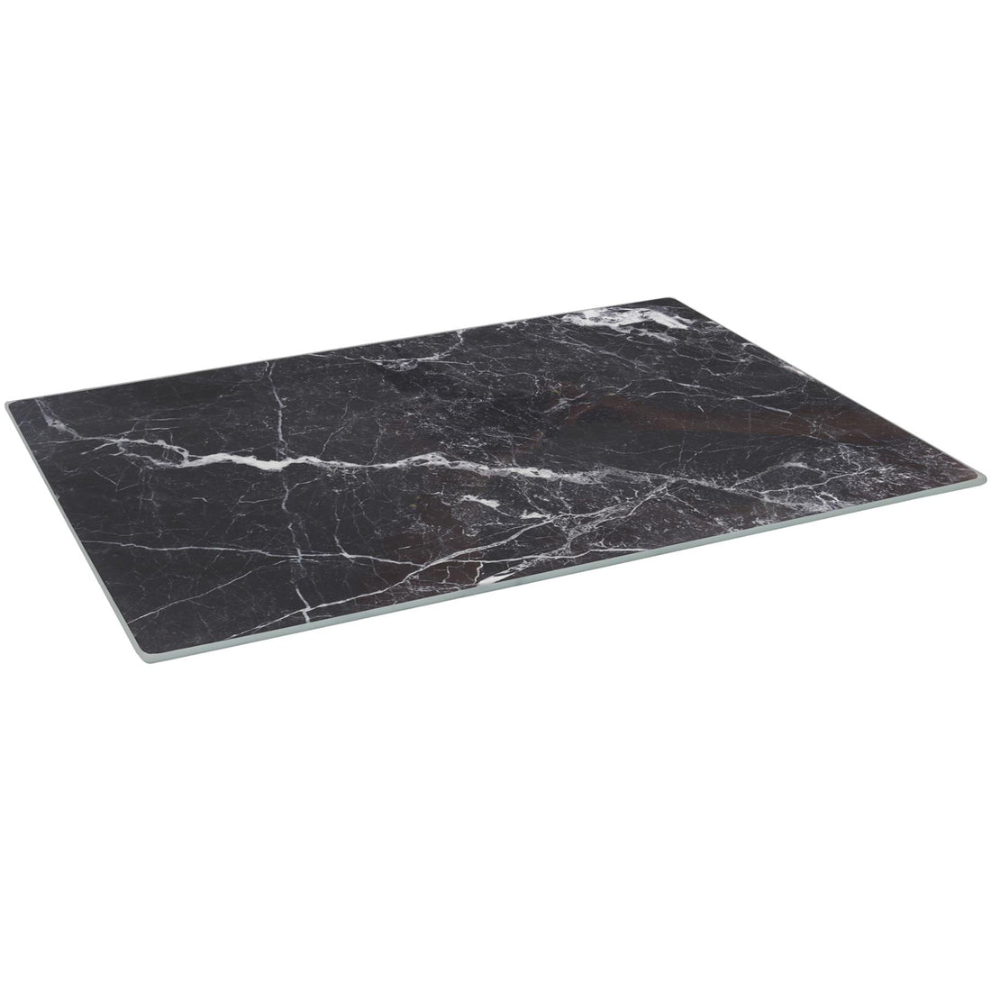 Black 50cm x 40cm Rectangular Marble-Effect Glass Chopping Board