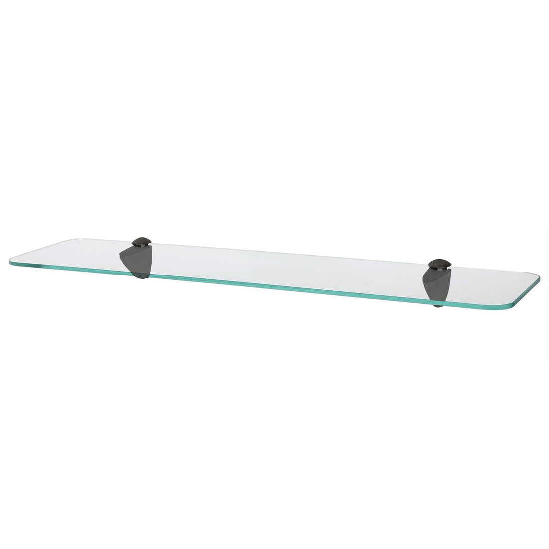 60cm Rounded Floating Glass Shelf with Black Fixings