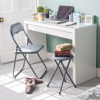 Grey Padded Folding Stool