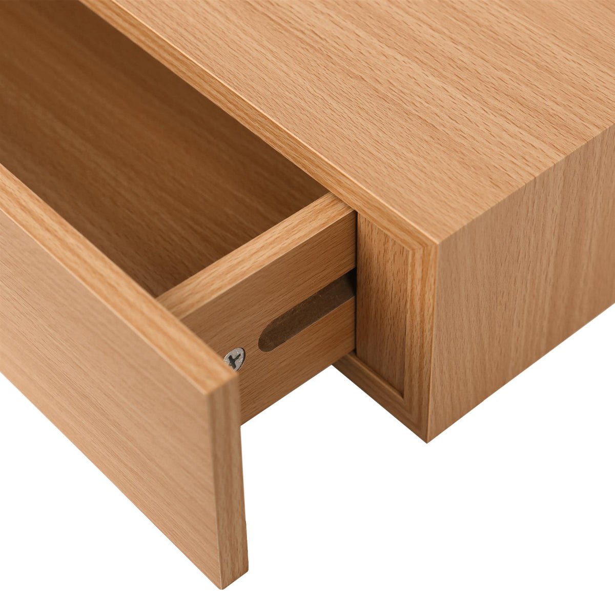 Wooden Floating Shelf with Drawer - 40cm - Light Oak