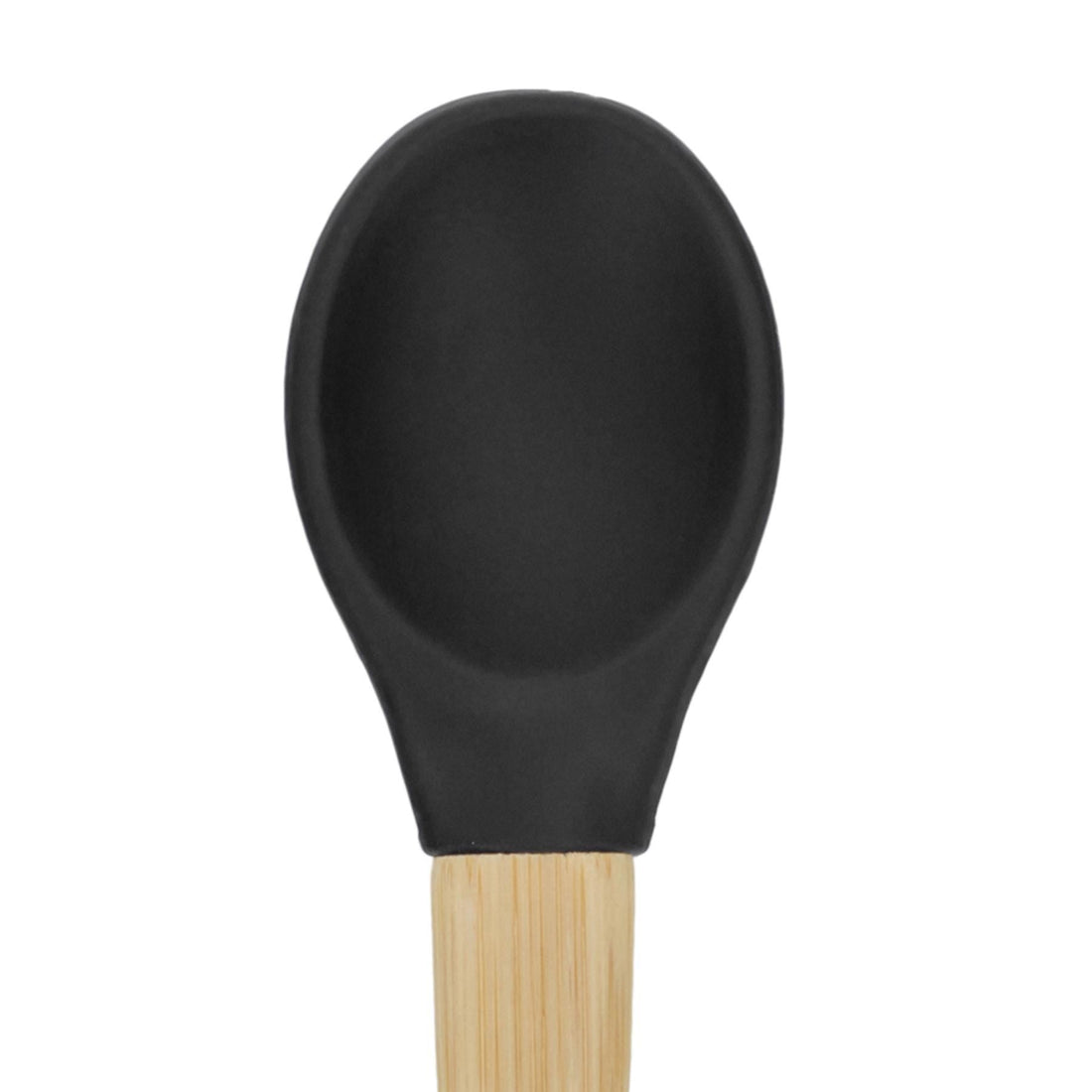 2-Piece Bamboo Baby Weaning Fork &amp; Spoon Set with Black Silicone Tips