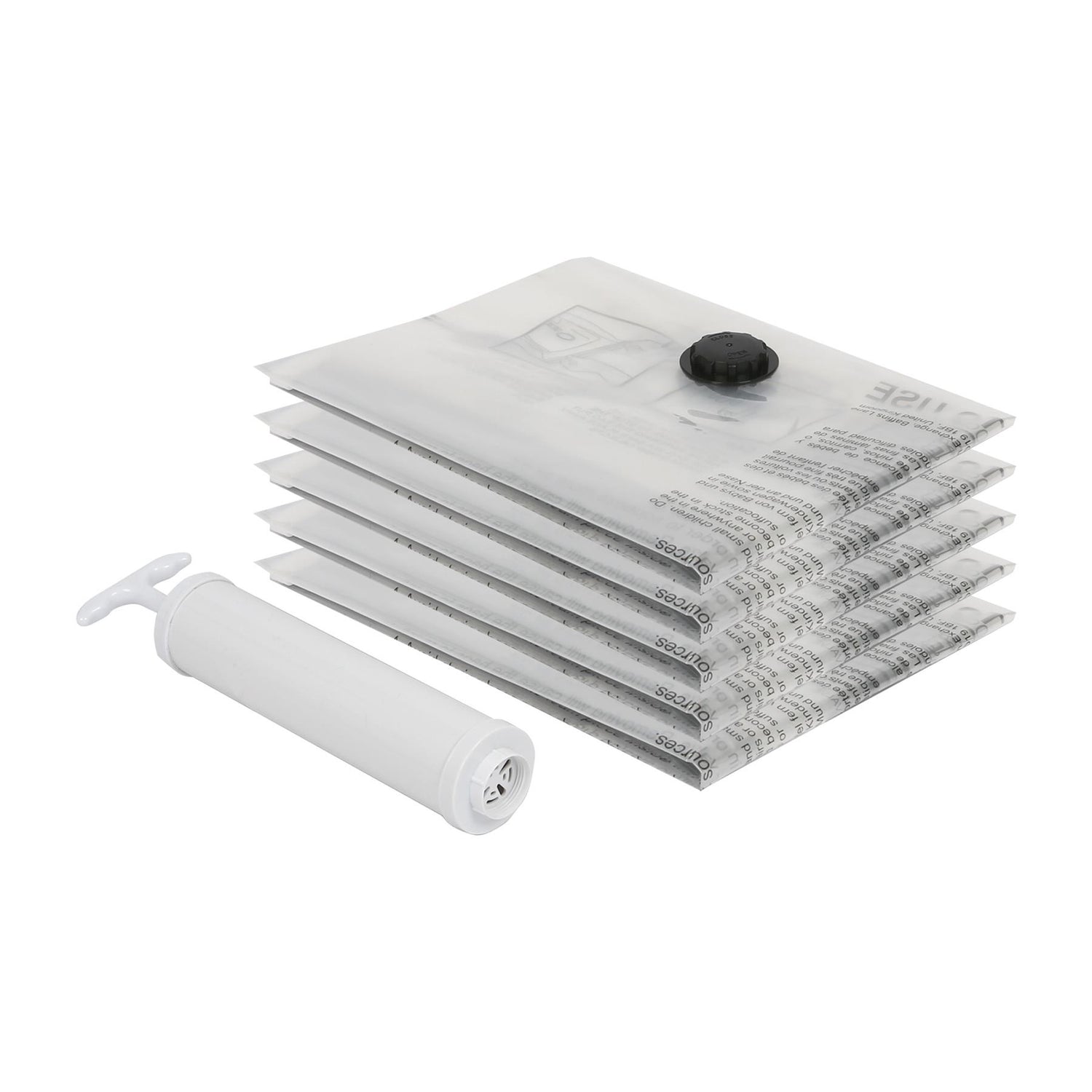 Vacuum Storage Bags with Hand Pump - Large (60 x 80cm) - Grey - Pack of 5