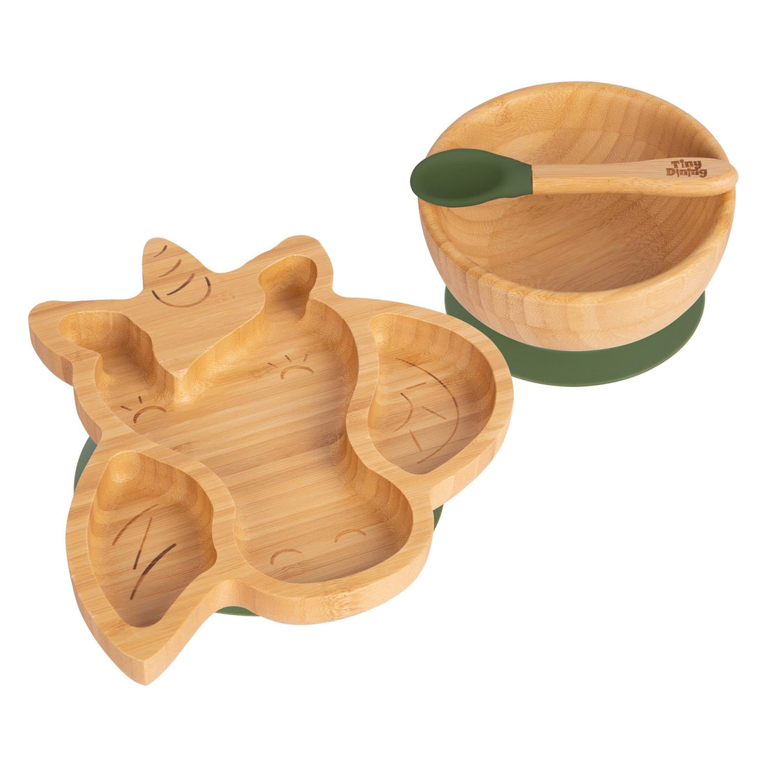 Bella the Unicorn Bamboo Suction Dinner Set - Olive